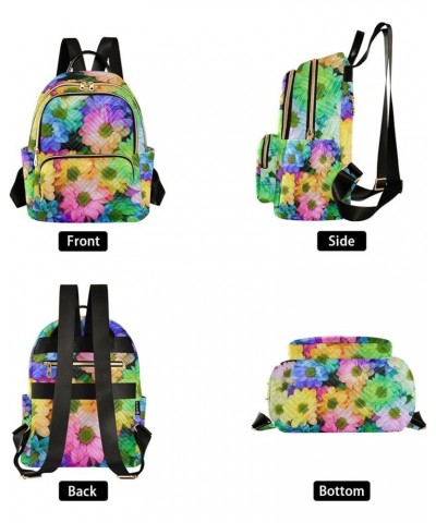 Colorful Flowers Floral Backpack for Women Shoulder Bag Lightweight Mini Backpack Casual Daypack Back Pack for Travel Work Mi...