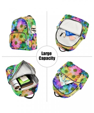 Colorful Flowers Floral Backpack for Women Shoulder Bag Lightweight Mini Backpack Casual Daypack Back Pack for Travel Work Mi...