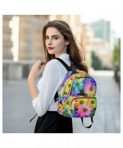 Colorful Flowers Floral Backpack for Women Shoulder Bag Lightweight Mini Backpack Casual Daypack Back Pack for Travel Work Mi...