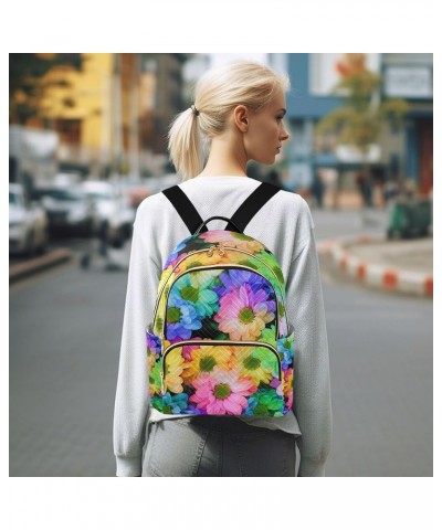 Colorful Flowers Floral Backpack for Women Shoulder Bag Lightweight Mini Backpack Casual Daypack Back Pack for Travel Work Mi...