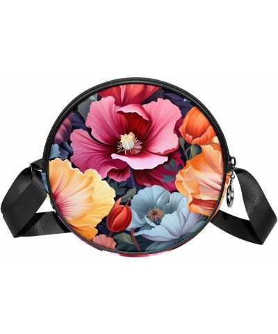 Women Fashionable Crossbody Bag – Versatile Round Bag for Every Occasion, Colorful Flower Print Color10 $8.61 Crossbody Bags