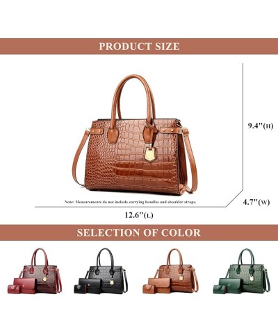 Women's Purses and Handbags PU Leather Crocodile Pattern Top Handle Satchel Bags Fashion Crossbody Shoulder Bags Green $30.39...