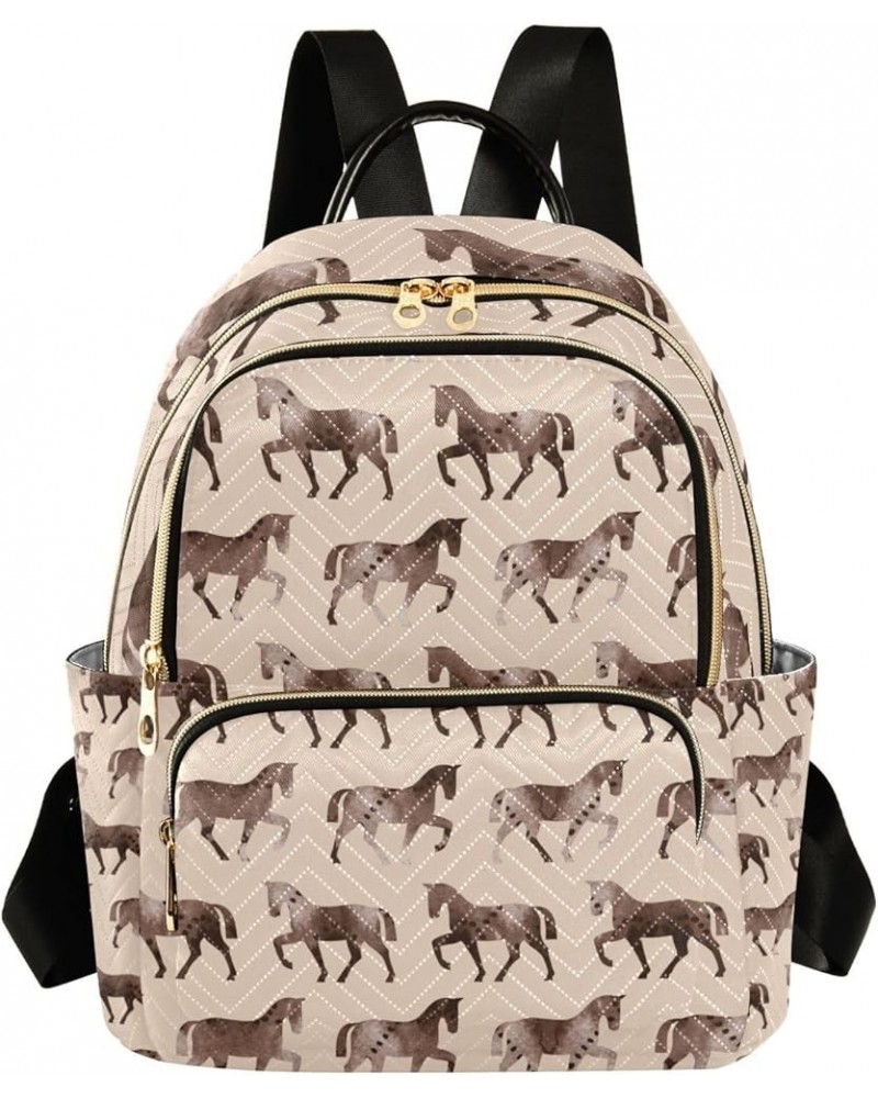 Women Backpack Cute Watercolor Horse Brown Foal Anti-Theft Travel Backpack with Luggage Belt Lightweight Handbag Lady Purse R...