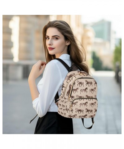 Women Backpack Cute Watercolor Horse Brown Foal Anti-Theft Travel Backpack with Luggage Belt Lightweight Handbag Lady Purse R...