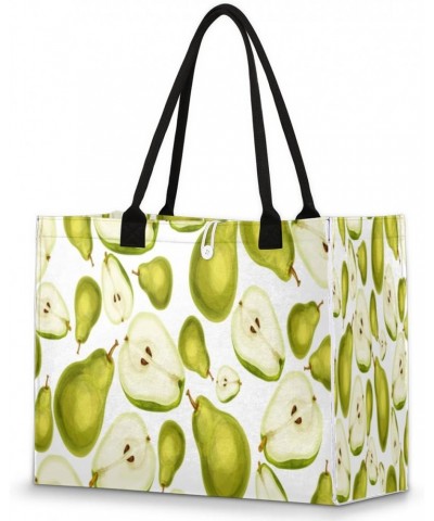 Pears Fruit Pattern Cute Tote Bag with Digital Printing | Multi-Surface Design | Interior Pockets & Exterior Buttons | Ideal ...