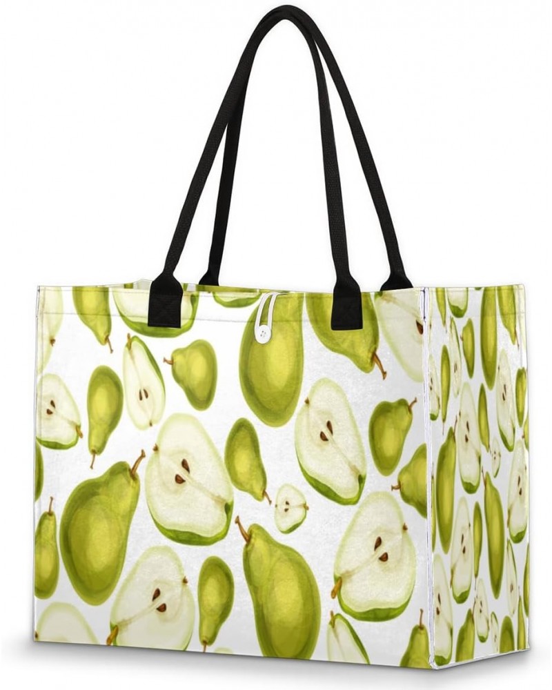 Pears Fruit Pattern Cute Tote Bag with Digital Printing | Multi-Surface Design | Interior Pockets & Exterior Buttons | Ideal ...