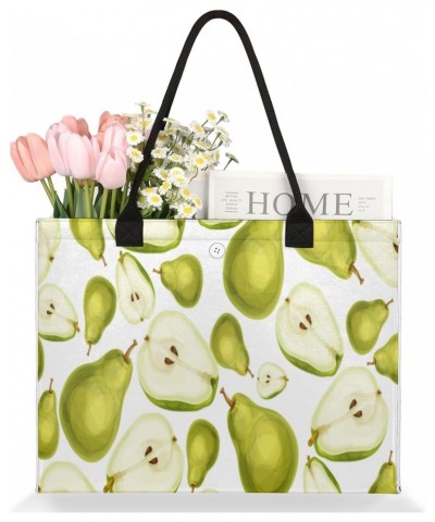 Pears Fruit Pattern Cute Tote Bag with Digital Printing | Multi-Surface Design | Interior Pockets & Exterior Buttons | Ideal ...