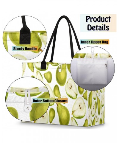 Pears Fruit Pattern Cute Tote Bag with Digital Printing | Multi-Surface Design | Interior Pockets & Exterior Buttons | Ideal ...