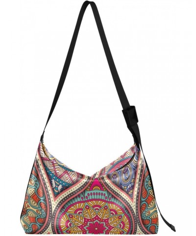 Bohemian Mandala Crossbody Bag Hobo Handbag Purse Fashion PU Leather Shoulder Bags for Women $15.30 Hobo Bags