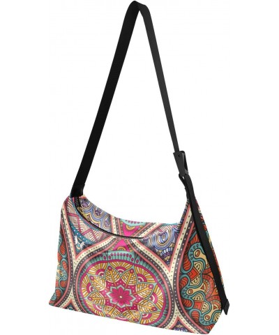 Bohemian Mandala Crossbody Bag Hobo Handbag Purse Fashion PU Leather Shoulder Bags for Women $15.30 Hobo Bags