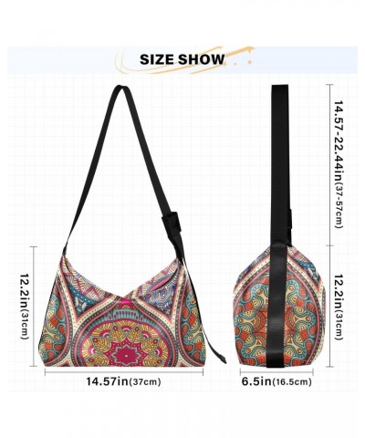 Bohemian Mandala Crossbody Bag Hobo Handbag Purse Fashion PU Leather Shoulder Bags for Women $15.30 Hobo Bags