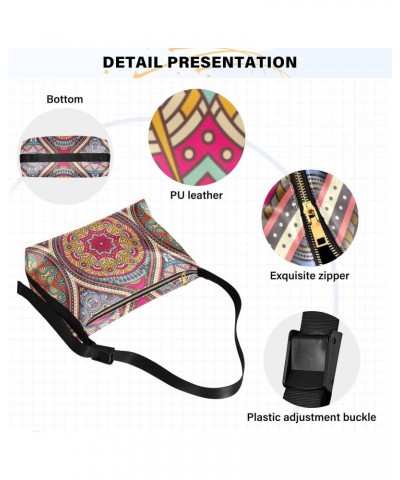 Bohemian Mandala Crossbody Bag Hobo Handbag Purse Fashion PU Leather Shoulder Bags for Women $15.30 Hobo Bags