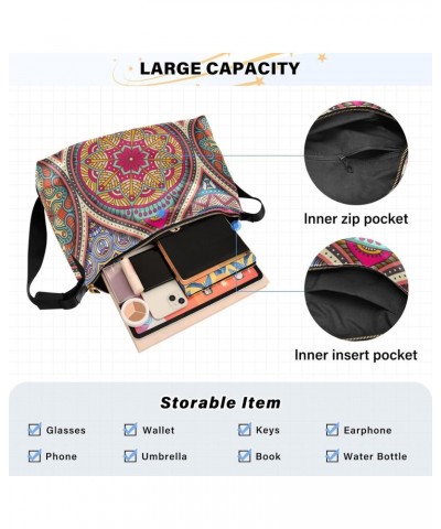 Bohemian Mandala Crossbody Bag Hobo Handbag Purse Fashion PU Leather Shoulder Bags for Women $15.30 Hobo Bags