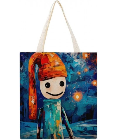 Tote Bag Oil Painting Snowman Winter Grocery Bags Merry Christmas Winter Xmas Lightweight Reusable Grocery Totebag-3 $12.95 T...