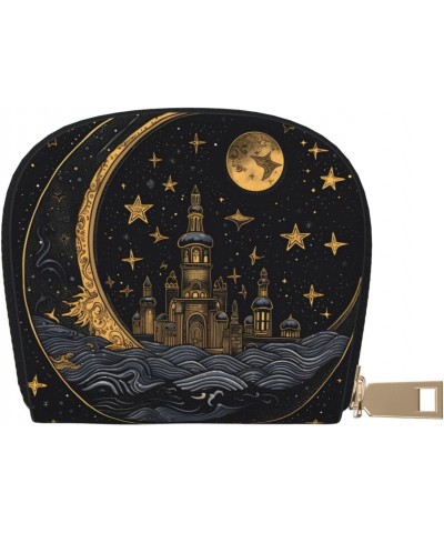 Small Wallets Woman Credit Card Holder For Women Coin Purse Leather Card Wallet (Moon Castle) $10.80 Wallets