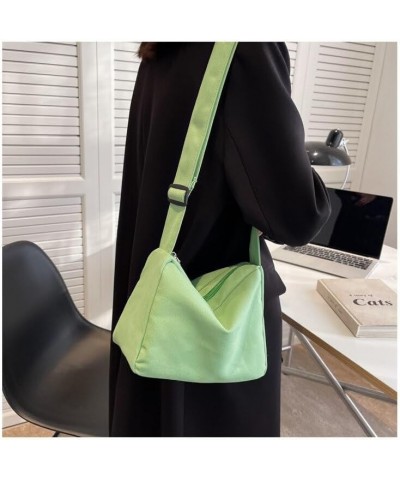 Large-capacity Shoulder Bag Women's Messenger Tote Bag with Zipper Crossbody Bags for Women Solid Color Green $10.51 Totes