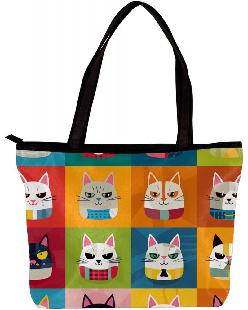 The Tote Bag For Women,Purses For Women,Handbags For Women,Cartoon Dog and Cat Plaid Handbags $10.46 Totes