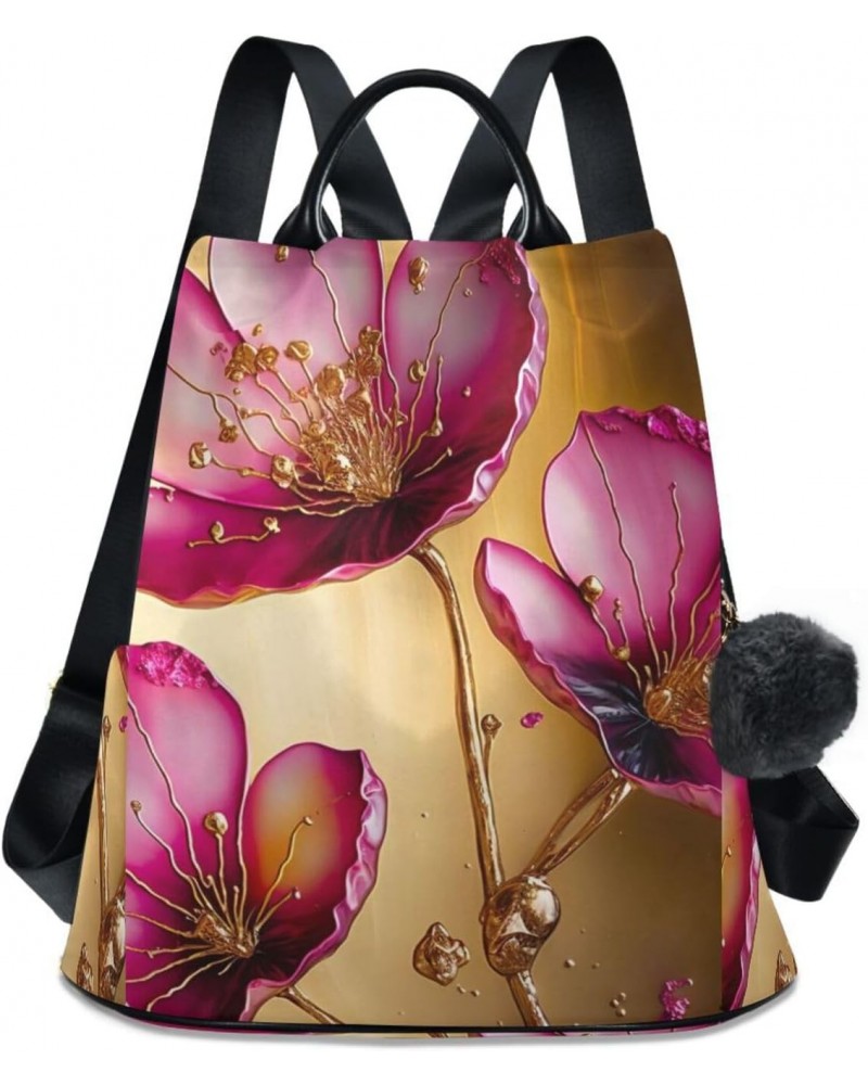 Women Fashion Backpack - Flowers Ink Pink, Anti Theft Casual Daypack Shoulder Bag Purse for Travel Work 15 inches $23.77 Back...