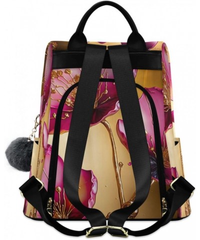 Women Fashion Backpack - Flowers Ink Pink, Anti Theft Casual Daypack Shoulder Bag Purse for Travel Work 15 inches $23.77 Back...