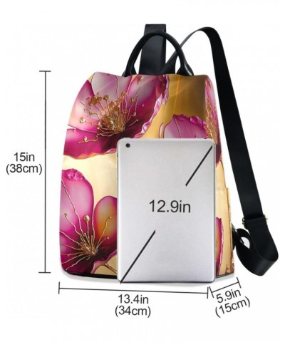 Women Fashion Backpack - Flowers Ink Pink, Anti Theft Casual Daypack Shoulder Bag Purse for Travel Work 15 inches $23.77 Back...