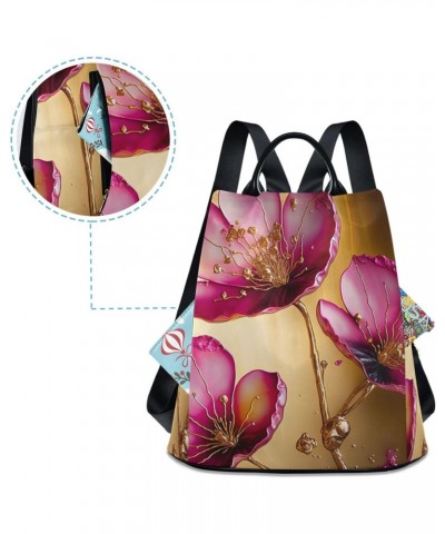 Women Fashion Backpack - Flowers Ink Pink, Anti Theft Casual Daypack Shoulder Bag Purse for Travel Work 15 inches $23.77 Back...