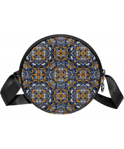 Vintage Bohemia Mandala Pattern Crossbody Bag for Women Teen Girls Round Canvas Shoulder Bag Purse Tote Handbag Bag $11.33 Totes