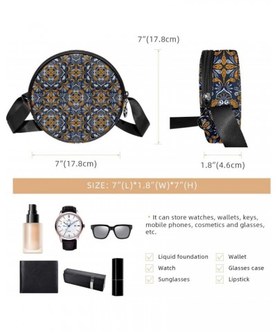 Vintage Bohemia Mandala Pattern Crossbody Bag for Women Teen Girls Round Canvas Shoulder Bag Purse Tote Handbag Bag $11.33 Totes