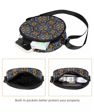 Vintage Bohemia Mandala Pattern Crossbody Bag for Women Teen Girls Round Canvas Shoulder Bag Purse Tote Handbag Bag $11.33 Totes