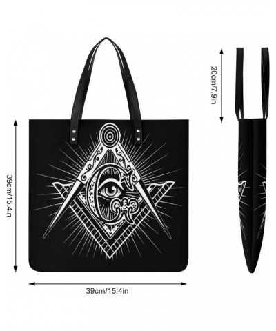 Freemasonry Masonic Lodge Logo Women Tote Bags Top Handle Satchel Handbags PU Faux Leather Tassel Shoulder Purse $16.82 Totes