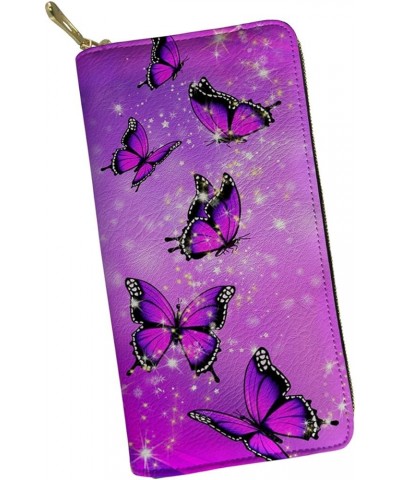 Wallet Women Large Purse Money Organizer Butterfly Printed PU Leather Clutch Zip Around Cards Phone Holder Butterfly $9.11 Wa...