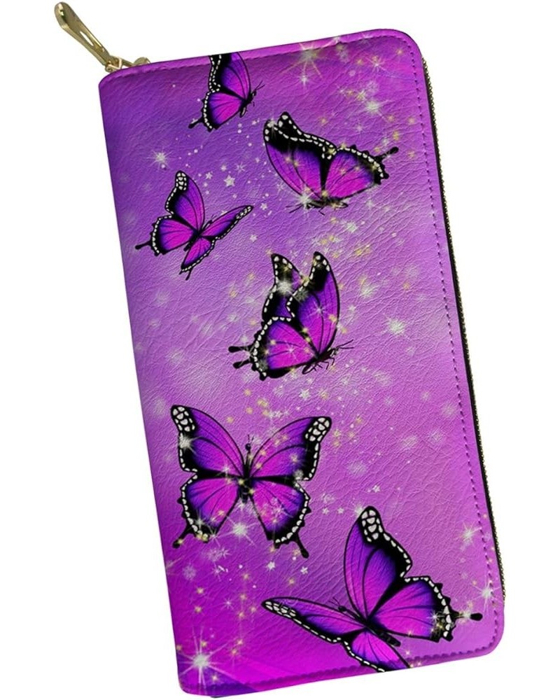 Wallet Women Large Purse Money Organizer Butterfly Printed PU Leather Clutch Zip Around Cards Phone Holder Butterfly $9.11 Wa...