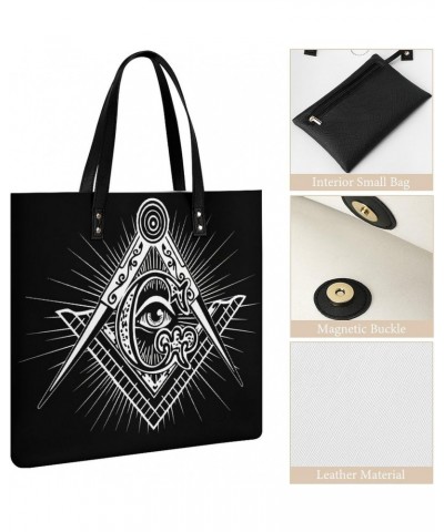 Freemasonry Masonic Lodge Logo Women Tote Bags Top Handle Satchel Handbags PU Faux Leather Tassel Shoulder Purse $16.82 Totes