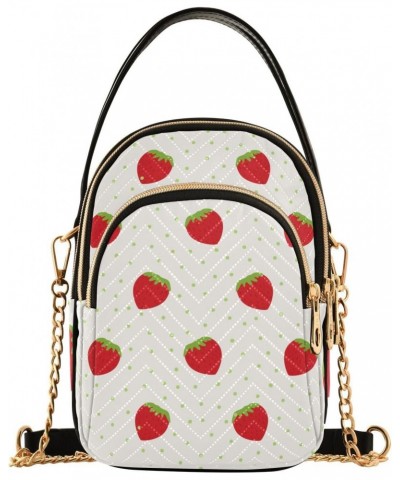 Cute Strawberries White Crossbody Bags for Women Cross Body Purse Travel Purse with Chain Strap for Carry on $10.92 Crossbody...