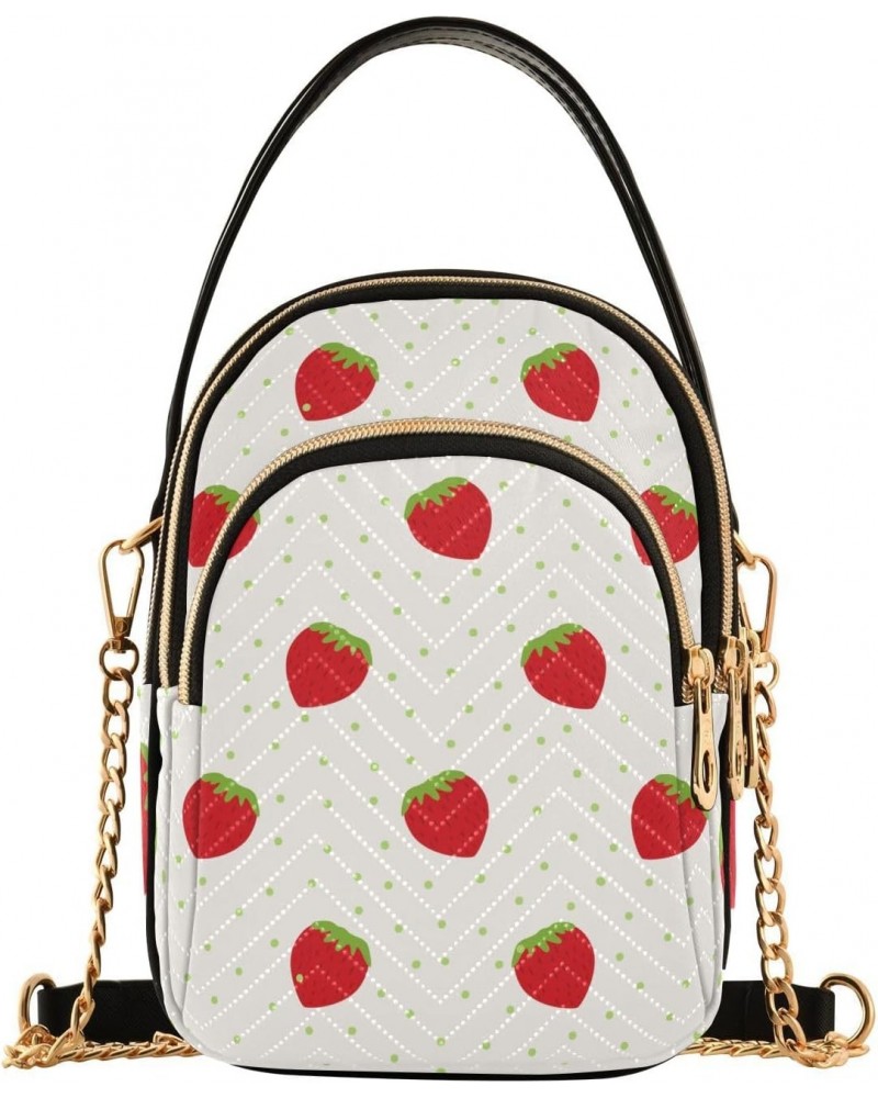 Cute Strawberries White Crossbody Bags for Women Cross Body Purse Travel Purse with Chain Strap for Carry on $10.92 Crossbody...