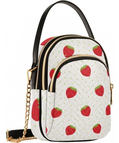 Cute Strawberries White Crossbody Bags for Women Cross Body Purse Travel Purse with Chain Strap for Carry on $10.92 Crossbody...