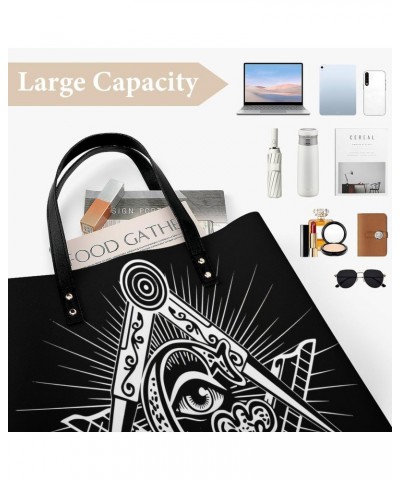 Freemasonry Masonic Lodge Logo Women Tote Bags Top Handle Satchel Handbags PU Faux Leather Tassel Shoulder Purse $16.82 Totes