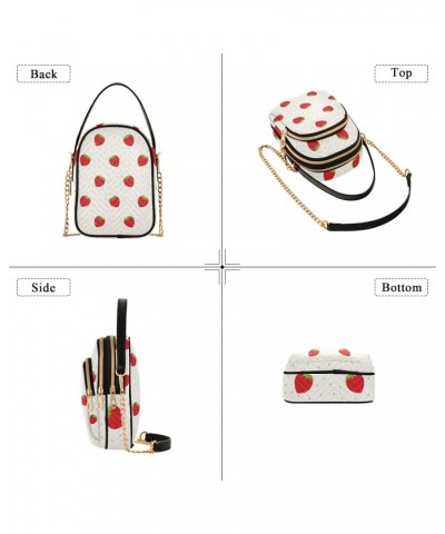 Cute Strawberries White Crossbody Bags for Women Cross Body Purse Travel Purse with Chain Strap for Carry on $10.92 Crossbody...