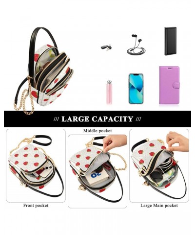 Cute Strawberries White Crossbody Bags for Women Cross Body Purse Travel Purse with Chain Strap for Carry on $10.92 Crossbody...