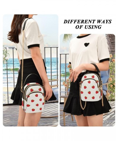 Cute Strawberries White Crossbody Bags for Women Cross Body Purse Travel Purse with Chain Strap for Carry on $10.92 Crossbody...