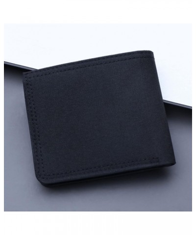 7plus Phone Case Wallet Fashion Coin ID Short Wallet Solid Color Neutral Men Canvas Open Purse Wallet 0-Black $8.41 Wallets