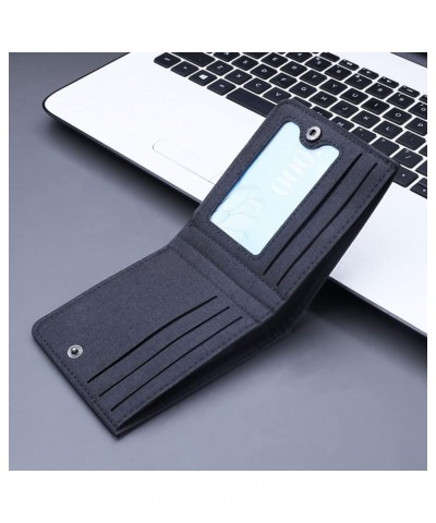 7plus Phone Case Wallet Fashion Coin ID Short Wallet Solid Color Neutral Men Canvas Open Purse Wallet 0-Black $8.41 Wallets