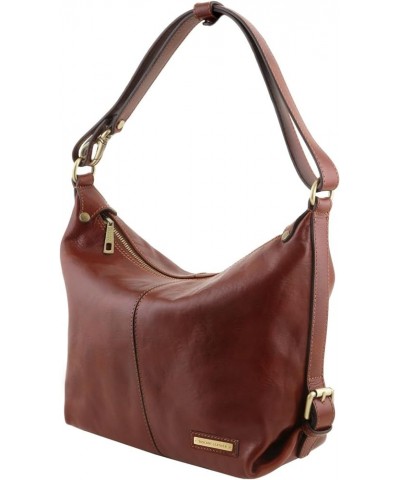 Sabrina - Leather hobo bag - TL141479 (Dark Brown) Black $71.20 Hobo Bags