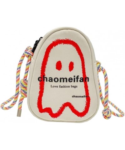 Cute Multi Colored Ghost Crossbody Shoulder Bag for Women White $12.53 Shoulder Bags