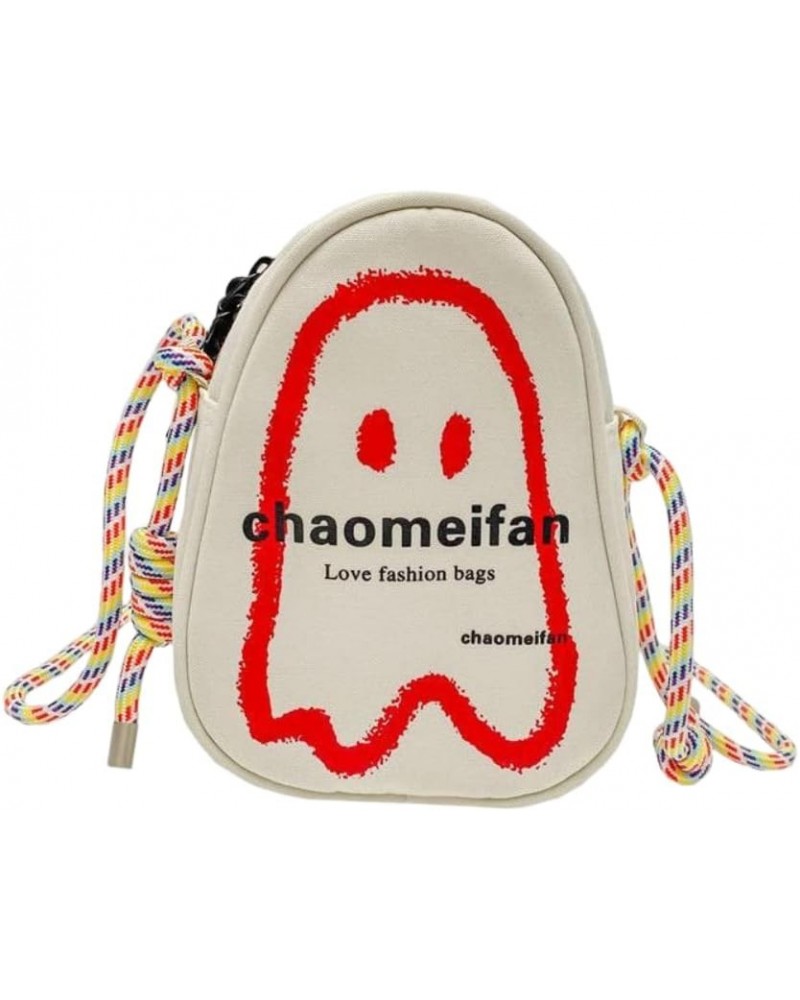 Cute Multi Colored Ghost Crossbody Shoulder Bag for Women White $12.53 Shoulder Bags