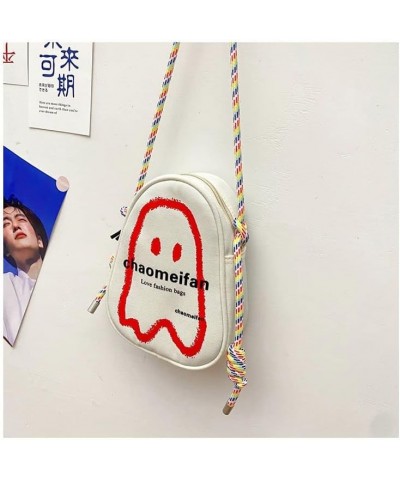 Cute Multi Colored Ghost Crossbody Shoulder Bag for Women White $12.53 Shoulder Bags