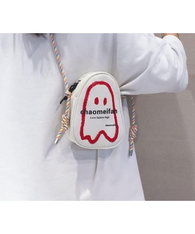 Cute Multi Colored Ghost Crossbody Shoulder Bag for Women White $12.53 Shoulder Bags