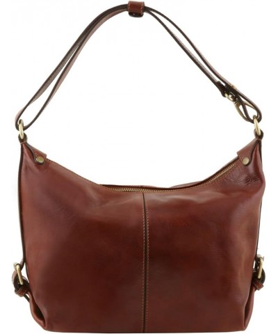 Sabrina - Leather hobo bag - TL141479 (Dark Brown) Black $71.20 Hobo Bags