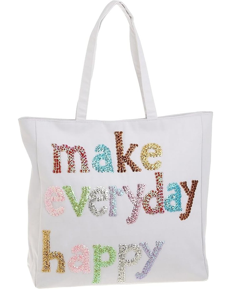 Make Everyday Happy LE CABAS Tote Bag White & Multicolor $49.96 Shoulder Bags