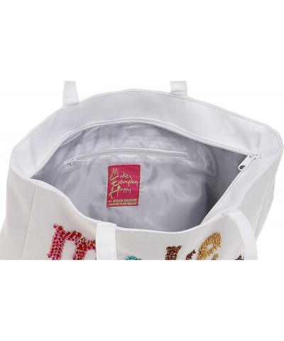 Make Everyday Happy LE CABAS Tote Bag White & Multicolor $49.96 Shoulder Bags