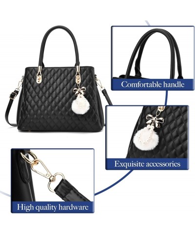 Womens Leather Handbags Purses Top-handle Totes Satchel Shoulder Bag for Ladies with Pompon Large White $14.85 Handbags